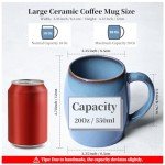 Handmade Coffee Mugs 20 Oz,Funny Coffee Mug with Handle,Handcrafted Ceramic Beer Mugs for Home,Unique Retro Glazed Pottery Mugs Handmade for Women and Men,Dishwasher and Microwave Safe,Fog Blue