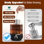 Cold Brew Coffee Maker, 1 Gallon Iced Coffee Maker With Stainless Steel Filter, Heavy Duty Glass Cold Brew Pitcher With Stainless Steel Spigot, Mason Jar Cold Brew Coffee Maker Fast Iced Tea Maker
