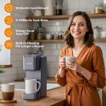 Tastyle Single Serve Coffee Maker for K Cup, Ground and Tea, Hot and Iced Coffee Machines with Bold Setting, 6 to 16 Oz Brew Sizes, Compact for Small Spaces, Gray (2.0 Version)