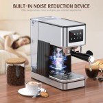 QJA Espresso Machine, 20 Bar Compact Espresso Maker with Steam Milk Frother, Stainless Steel Coffee Machine with 57.5oz Removable Water Tank & LED Touchscreen Monitors for Latte (2025 updated model)