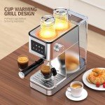 QJA Espresso Machine, 20 Bar Compact Espresso Maker with Steam Milk Frother, Stainless Steel Coffee Machine with 57.5oz Removable Water Tank & LED Touchscreen Monitors for Latte (2025 updated model)