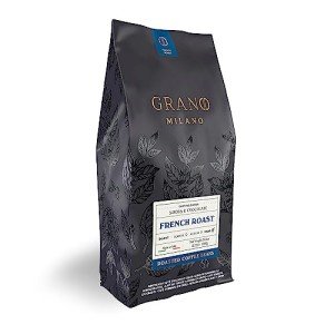 Grano Milano Coffee Beans 2.2lb French Roast Robusta Blend, Dark Roast, Intensity 10/10 Extra Strong Coffee, Made in Italy