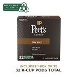 Peet's Coffee, Dark Roast Keurig K-Cup Pods - French Roast 32 Count (1 Box of 32 K-Cup Pods)