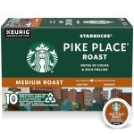 Starbucks K-Cup Coffee Pods, Medium Roast Coffee, Pike Place Roast For Keurig Coffee Makers, 100% Arabica, 1 Box (10 Pods)