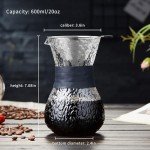 Unbreakable - Pour Over Coffee Maker with Double Stainless Filter 20 fl oz, Thickened Heat-Resistant Borosilicate Glass Pour Over Coffee Dripper, Stovetop Safe