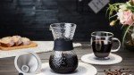 Unbreakable - Pour Over Coffee Maker with Double Stainless Filter 20 fl oz, Thickened Heat-Resistant Borosilicate Glass Pour Over Coffee Dripper, Stovetop Safe