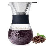 Unbreakable - Pour Over Coffee Maker with Double Stainless Filter 20 fl oz, Thickened Heat-Resistant Borosilicate Glass Pour Over Coffee Dripper, Stovetop Safe