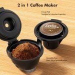 Electactic Single Serve Coffee Maker, 2 in 1 Coffee Machine for K-Cup & Ground Coffee, 6 to 14oz Brew Sizes, Self-cleaning Pod Coffee Makers with 40oz Removable Water Reservoir, LCD Screen, Black