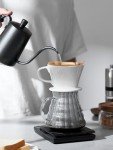 DOWAN Pour Over Coffee Maker, Non-Electric Pour Over Coffee Dripper, Manual Brew Maker, Single Cups Porcelain Slow Brewing Accessories for Gifts,White