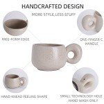 Uaral Cermic Small Coffee Mugs 10 Ounce Cappuccino Mugs Handmade Mug Set with One-finger Handle for Mocca,Latte,Cereal,Yogurt and Beverage,Set of 2(Cream)