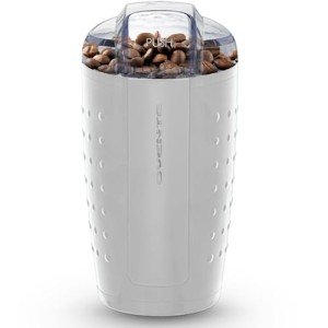 OVENTE Electric Coffee Grinder for Beans, Spices and More, 2.5Oz Compact Grinding Mill, Spice Grinder with Stainless Steel Blade, Pulse Button Operation and Transparent Easy to Open Lid, White CG225W
