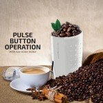 OVENTE Electric Coffee Grinder for Beans, Spices and More, 2.5Oz Compact Grinding Mill, Spice Grinder with Stainless Steel Blade, Pulse Button Operation and Transparent Easy to Open Lid, White CG225W