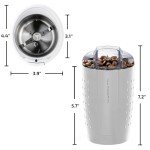 OVENTE Electric Coffee Grinder for Beans, Spices and More, 2.5Oz Compact Grinding Mill, Spice Grinder with Stainless Steel Blade, Pulse Button Operation and Transparent Easy to Open Lid, White CG225W