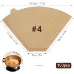Muztinte #4 Cone Coffee Filters,4 Coffee Filters Paper fits for Pour Over and Drip Coffee Maker, 8-12 Cup,Natural Unbleached,Chlorine Free (100)