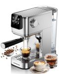 20 Bar Espresso Coffee Machine with Rapid Cold Brew Technology, Milk Frother, Touch Screen Control, Compact Water Tank, Ideal for Lattes, Cappuccinos, Americano, Home & Office Use, Stainless Steel