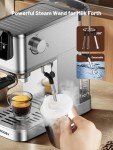 20 Bar Espresso Coffee Machine with Rapid Cold Brew Technology, Milk Frother, Touch Screen Control, Compact Water Tank, Ideal for Lattes, Cappuccinos, Americano, Home & Office Use, Stainless Steel