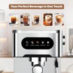 CHULUX Cold Brew Espresso Machine, 20 Bar Stainless Steel Touchscreen Cappuccino & Latte Machine with Steam Wand for Home