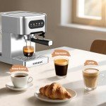 CHULUX Cold Brew Espresso Machine, 20 Bar Stainless Steel Touchscreen Cappuccino & Latte Machine with Steam Wand for Home