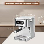 CHULUX Cold Brew Espresso Machine, 20 Bar Stainless Steel Touchscreen Cappuccino & Latte Machine with Steam Wand for Home