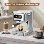 CHULUX Cold Brew Espresso Machine, 20 Bar Stainless Steel Touchscreen Cappuccino & Latte Machine with Steam Wand for Home