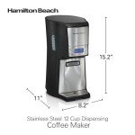Hamilton Beach One Press Programmable Dispensing Drip Coffee Maker with 12 Cup Internal Brew Pot, Removable Water Reservoir, Black & Stainless Steel (48465)