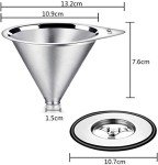 LHS Pour Over Coffee Dripper Stainless Steel Coffee Filter Metal Cone Filter Paperless Reusable Coffee Filter Single Cup Coffee Maker 1-2 Cup With Non-slip Cup Stand and Cleaning Brush