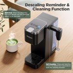 Tastyle Single Serve Coffee Maker with Detachable Milk Frother, Iced and Hot Coffee Machine for K Cup & Grounds, 40oz Removable Water Reservoir, 6 Brew Sizes, Fits 7.3" Travel Mug, Black