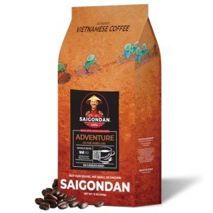 Saigondan Whole Bean Coffee - Adventure | Light Espresso Roast | 100% Robusta | Vietnamese Single Origin | Roasted in Small Batch | Smooth & Naturally Sweet | Direct Trade | No Preservatives | 12 Oz