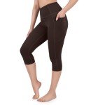 Nirlon Capri Leggings with Side Pockets Size 10, 17" Inseam Coffee Beans