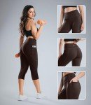 Nirlon Capri Leggings with Side Pockets Size 10, 17" Inseam Coffee Beans