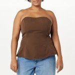 The Drop Women's Alejandra Strapless Corset Top, Coffee Bean, XL