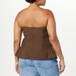 The Drop Women's Alejandra Strapless Corset Top, Coffee Bean, XL