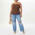 The Drop Women's Alejandra Strapless Corset Top, Coffee Bean, XL