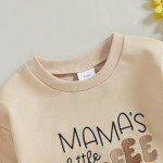 Chloefairy Newborn Baby Boy Girl Bubble Romper Mama's Little Coffee Bean Onesie Sweatshirt Ovesized Bodysuit Infant Fall Outfit (Apricot, 0-3 Months)