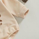 Chloefairy Newborn Baby Boy Girl Bubble Romper Mama's Little Coffee Bean Onesie Sweatshirt Ovesized Bodysuit Infant Fall Outfit (Apricot, 0-3 Months)