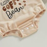 Chloefairy Newborn Baby Boy Girl Bubble Romper Mama's Little Coffee Bean Onesie Sweatshirt Ovesized Bodysuit Infant Fall Outfit (Apricot, 0-3 Months)