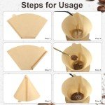 (Prudiut) 120 Count #4 Cone Coffee Filters 8-12 Cups, Disposable Natural Coffee Filters 4 Cone Paper Unbleached 4 Filters Paper Compatible with Ninja, Drip and Pour Over Coffee Maker