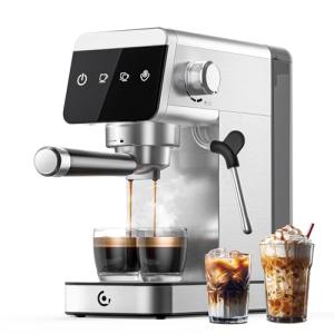 AMZCHEF Espresso Machines with LED Touch screen, Espresso Coffee machine Equip 20Bar Pressure System, Cappuccino Machine, Compact Latte Machine for Home Gifts,silver