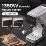 AMZCHEF Espresso Machines with LED Touch screen, Espresso Coffee machine Equip 20Bar Pressure System, Cappuccino Machine, Compact Latte Machine for Home Gifts,silver