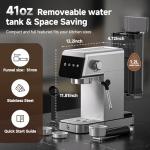 AMZCHEF Espresso Machines with LED Touch screen, Espresso Coffee machine Equip 20Bar Pressure System, Cappuccino Machine, Compact Latte Machine for Home Gifts,silver