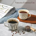 LINVIA Ceramic Coffee Mug, 12 oz Novelty Unique Teacup with Large Handle, Stoneware Cup for Tea Mocha Latte Cappuccino Espresso (Set of 4, Butterfly Grass Ivy and Leaf)