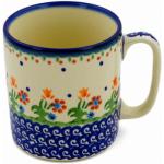 Authentic Polish Pottery Mug 12 oz in Spring Flowers Design Handmade in Bolesławiec Poland by Ceramika Bona + Certificate of Authenticity