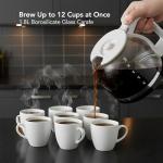 OVENTE 12-Cup Drip Coffee Maker with Borosilicate Glass Carafe, One-Touch Operation Machine, Anti-Drip System, Reusable Filter and Clear View Water Gauge, Ideal for Home or Office, Light Teal CM412LBL