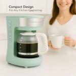 OVENTE 12-Cup Drip Coffee Maker with Borosilicate Glass Carafe, One-Touch Operation Machine, Anti-Drip System, Reusable Filter and Clear View Water Gauge, Ideal for Home or Office, Light Teal CM412LBL
