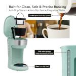 OVENTE 12-Cup Drip Coffee Maker with Borosilicate Glass Carafe, One-Touch Operation Machine, Anti-Drip System, Reusable Filter and Clear View Water Gauge, Ideal for Home or Office, Light Teal CM412LBL