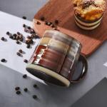 Farmhouse Ceramic Coffee Mug 13 oz Handmade Tea Cup with Large Handle, Wide Bottom Coffee Mugs for Home Office, Holiday Birthday Christmas Gift Mug for Men Women Mom Father and Friends, Chocolate Tone