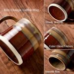 Farmhouse Ceramic Coffee Mug 13 oz Handmade Tea Cup with Large Handle, Wide Bottom Coffee Mugs for Home Office, Holiday Birthday Christmas Gift Mug for Men Women Mom Father and Friends, Chocolate Tone