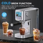 XIXUBX Espresso Machine 20 Bar with Milk Frother, Stainless Steel Coffee Maker with 42 oz Removable Water Tank for Cappuccino, Latte&Cold Brew, Home&Office, Silver