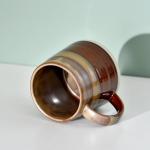 Farmhouse Ceramic Coffee Mug 13 oz Handmade Tea Cup with Large Handle, Wide Bottom Coffee Mugs for Home Office, Holiday Birthday Christmas Gift Mug for Men Women Mom Father and Friends, Chocolate Tone