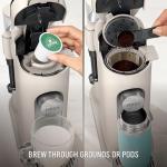 Ninja Pod & Grounds Specialty XL Single-Serve Coffee Maker, K-Cup Pod Compatible, Brews Grounds, Compact Design, Built-In Milk Frother, 68-oz. Reservoir, 6-oz. Cup to 24-oz. Mug Sizes, Stone, PB055AST